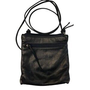 Soft Blue Leather with Shoulder Strap Made in Italy Top Zip Front Zip